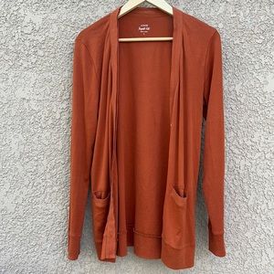 J. Crew Sweater Size Medium Burnt Orange Long Sleeve Button Down Cardigan Pocket